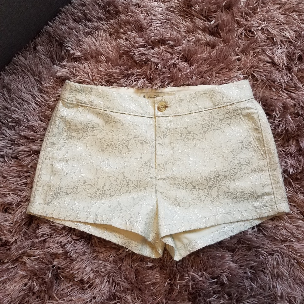 Abercrombie &  Fitch Cream Silver Brocade Shorts
